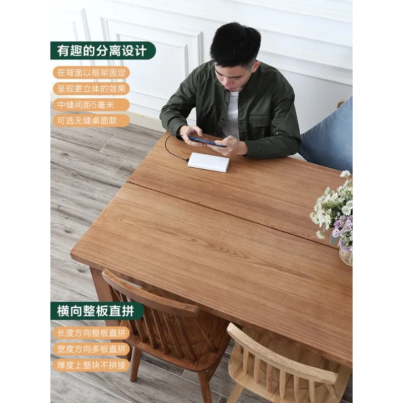 طاولة طعام من الخشب الصلب مصنوعة من خشب الرماد الياباني وطاولة كبيرة وطاولة موبي منزلية #4