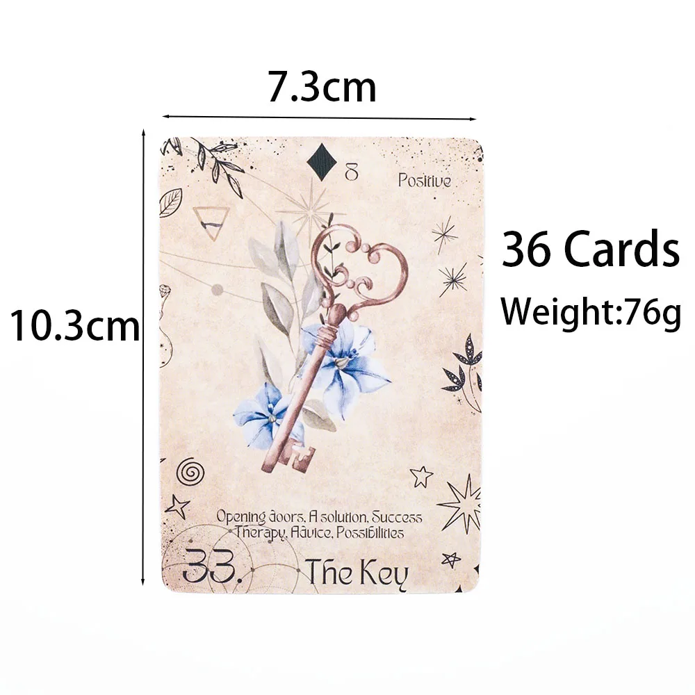 Nowoczesna talia Lenormand Wersja angielska 36-kartowa talia do gry planszowej 10,3 * 7,3 cm Rodzinna gra imprezowa dla początkujących Wróżenie