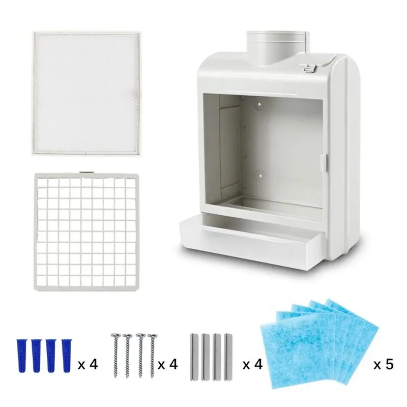 B82B-3-In-1Indoor Dryer Vent Kit For Electric Clothes Dryer, Dryer Vent Box With Screen Filter,Water Drawer System &5 Filters