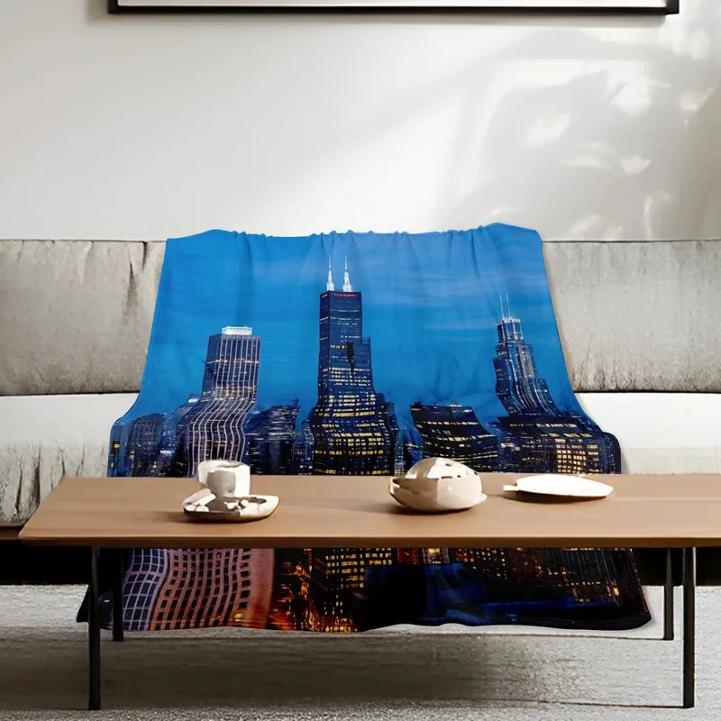 

UJF03Unique Chicago Skyline Featuring Willis Tower Art Blanket Enhances Modern Flair At Home5Ln&