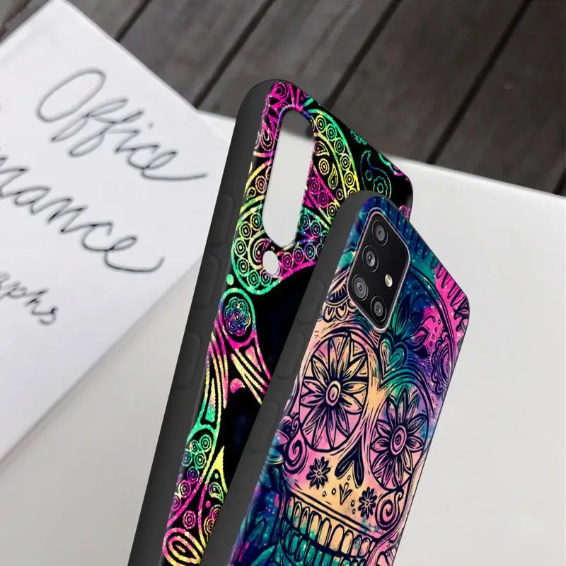 Cool Flower Skull Art Case For Samsung Galaxy A54 A52 A14 5G A53 A12 A13 A71 A23 A34 A33 A21s Phone Cover