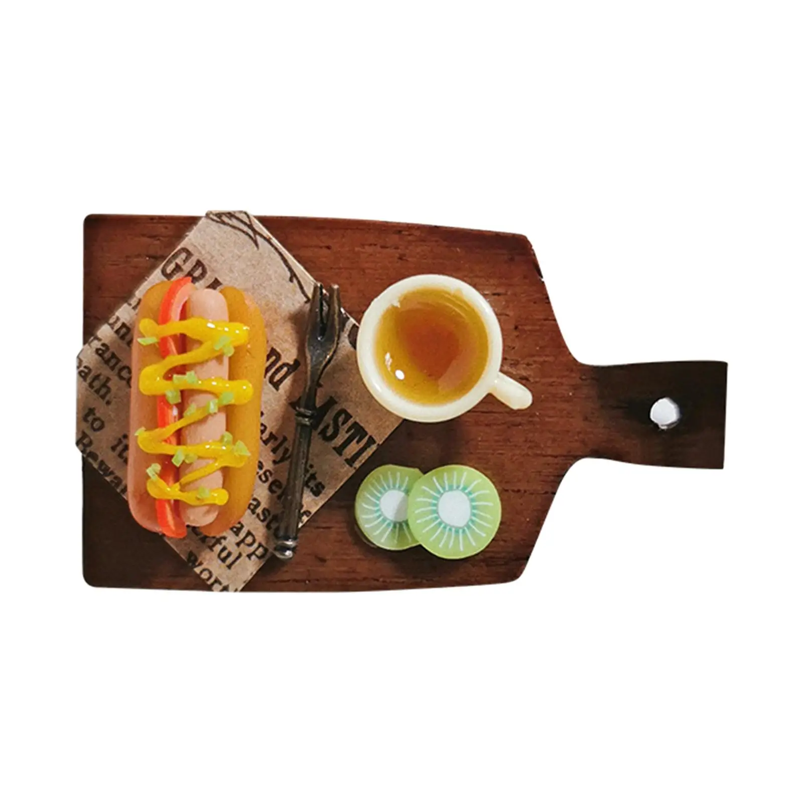 Accesorios para casa de muñecas, simulación de perritos calientes, accesorios de cocina, juguete de té de la tarde