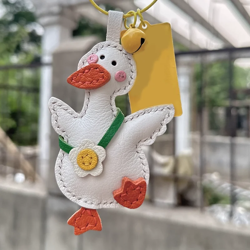 Keychain Bag Pendant Handmade PU Leather Ducks Geese Cute Pendant For Man Or Woman Gift