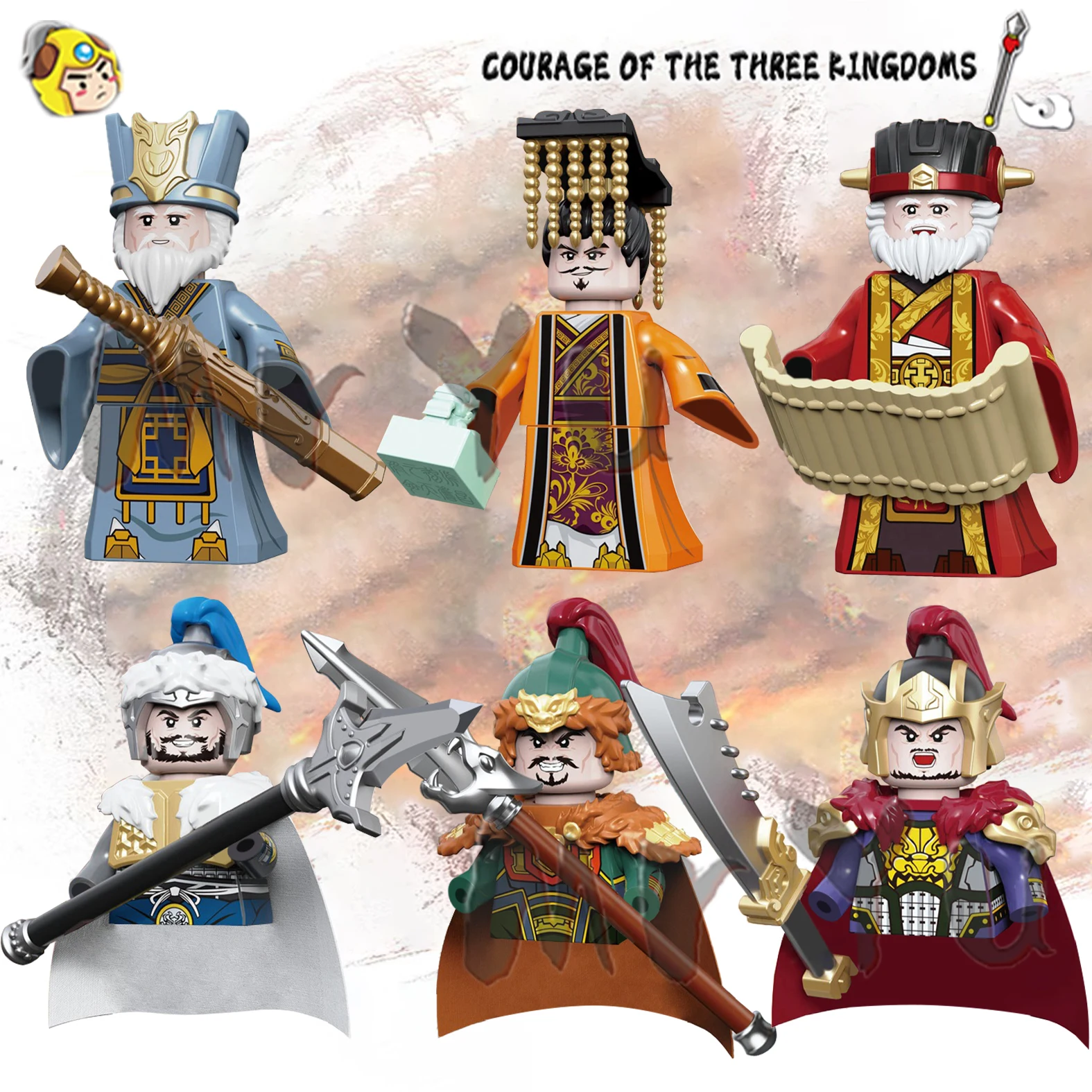 Chinese History The Three Kingdoms War Fgiure Heroic Soldier Moc Weapon Sword Models Kids Blocks Toys Gift Boys Girls Juguetes