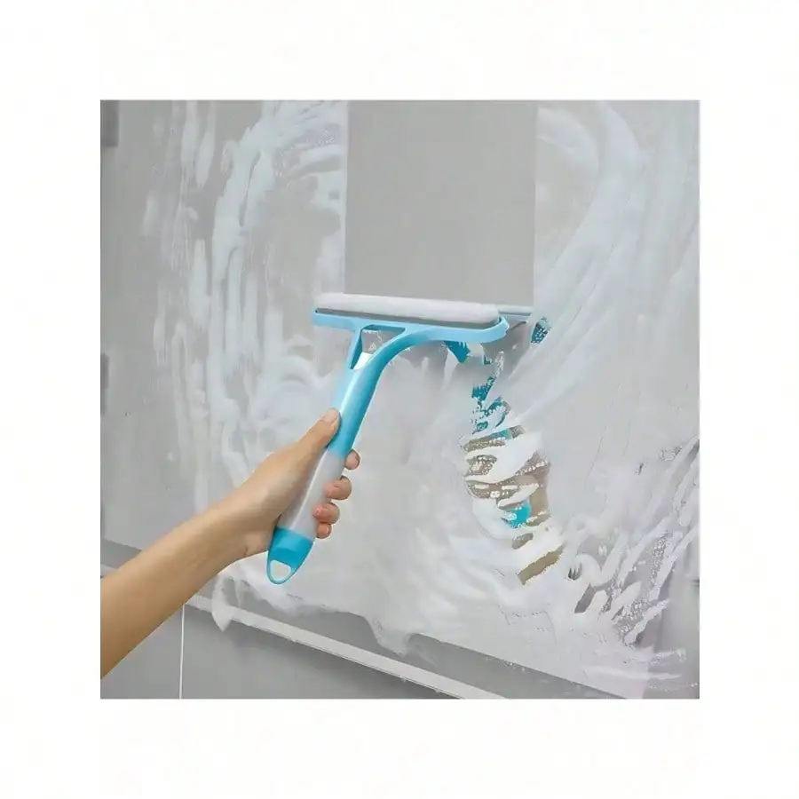 3-In-1 Bathroom Glass & Mirror Cleaner – Squeegee With Scrubber & Wiper For Shower Doors, Mirrors & Windows, All-In-One Window Wiper Tool, Multi-Function Spray Squeegee, No-Streak, Easy Grip Cleaning Tool For Bathroom SH260603142584573554540