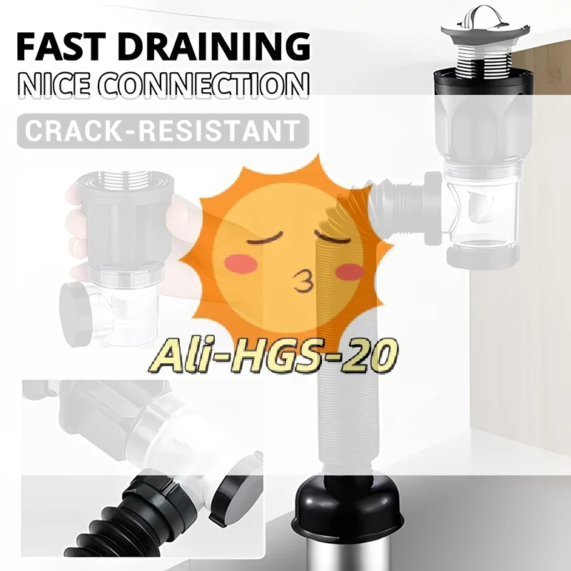 

Комплект сливных труб с откидной крышкой и защитой от запаха, выдвижной и гибкий для кухонной раковины, предотвращает засоры и неприятные запахи, легко чистится