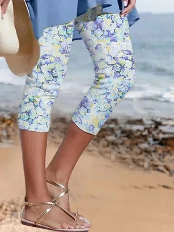 Pantalones con estampado Floral para mujer, ropa de calle Y2k, pantalones de playa, Leggings informales, pantalones de Fitness, ropa Capri bonita, Verano