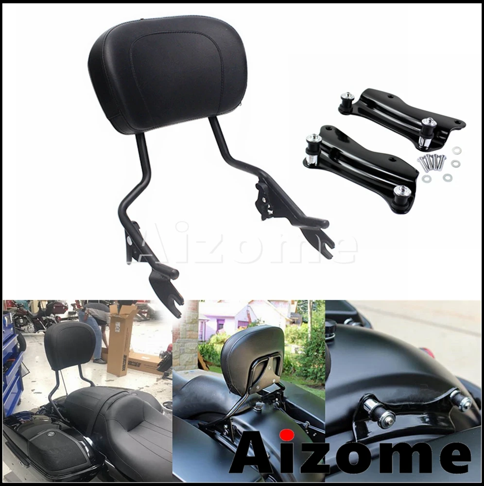 

Motorcycle Sissy Bar Backrest w/ Mount 4 Point Docking Hardware For Harley Touring Road King Street Glide Road Glide 2014-2022