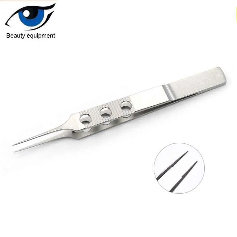 11CM Micros Stainless steel dovetailed straight/curved head tweezers platforms tweezers Ophthalmic forceps