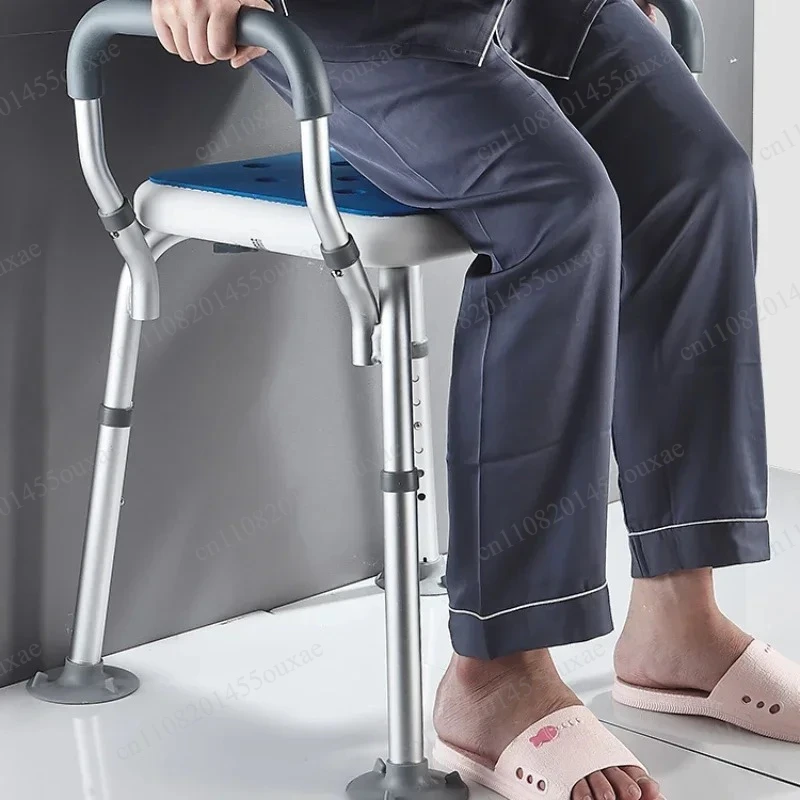 Aluminum Shower Bench, Non-slip Anti-rollover Bath Seat, Sturdy Bathroom Aid for Patients and Elderly, Safe Household Bath Stool