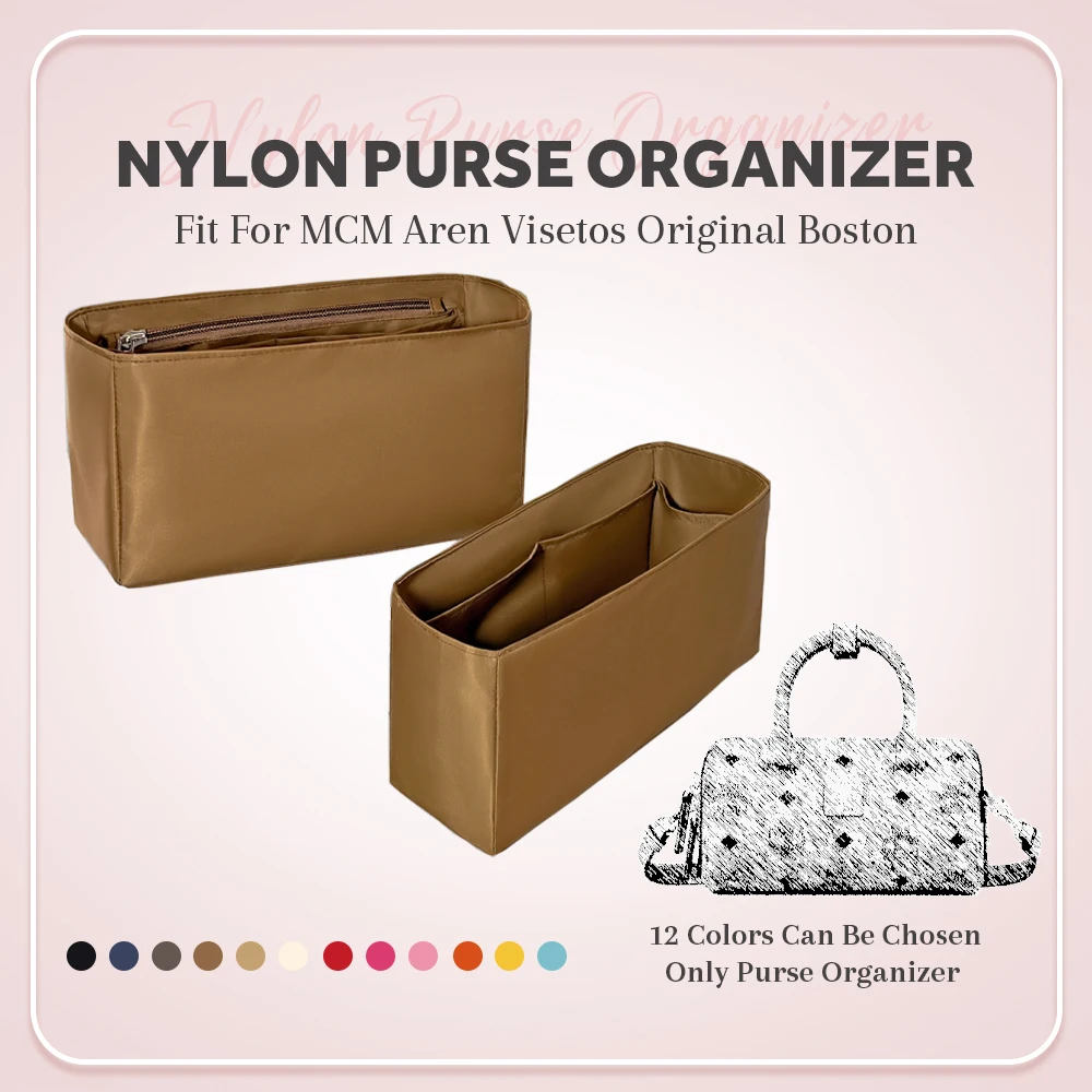 

Nylon Purse Organizer Insert, Slim Inside Bag Organizer Insert Fit for MCM Aren Visetos Boston Mini Inner Liner Bag Organizer