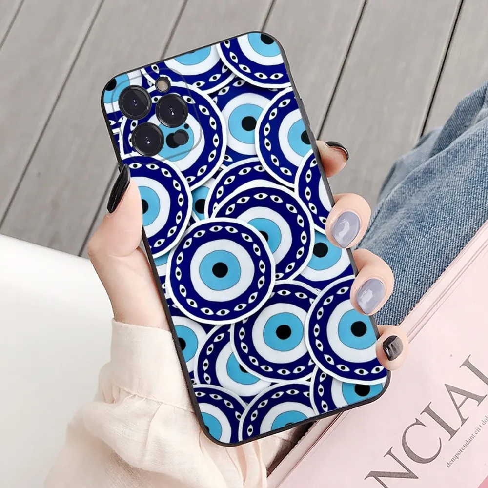 Funny Turkish Lucky Blue Evil Eye Phone Case For iPhone 15 14 11 12 13 Mini Pro XS Max Cover 6 7 8 Plus X XR SE 2020 Funda Shell