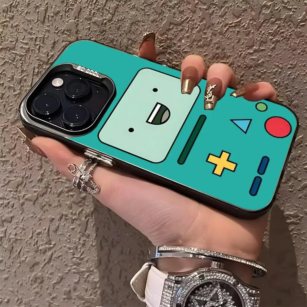 MINISO-Phone case Cute Beemo BMO Jake Finn Matte Colored Silver For Iphone 16 15 14 Pro 13 12 Plus 11 7 Cover