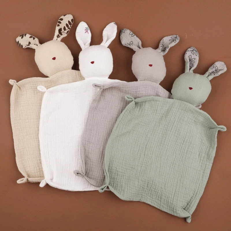 Soothing Towel Printed Soothe Appease Towel Cotton Comforter Blanket Rabbit Saliva Towel for Newborns Security Blanket