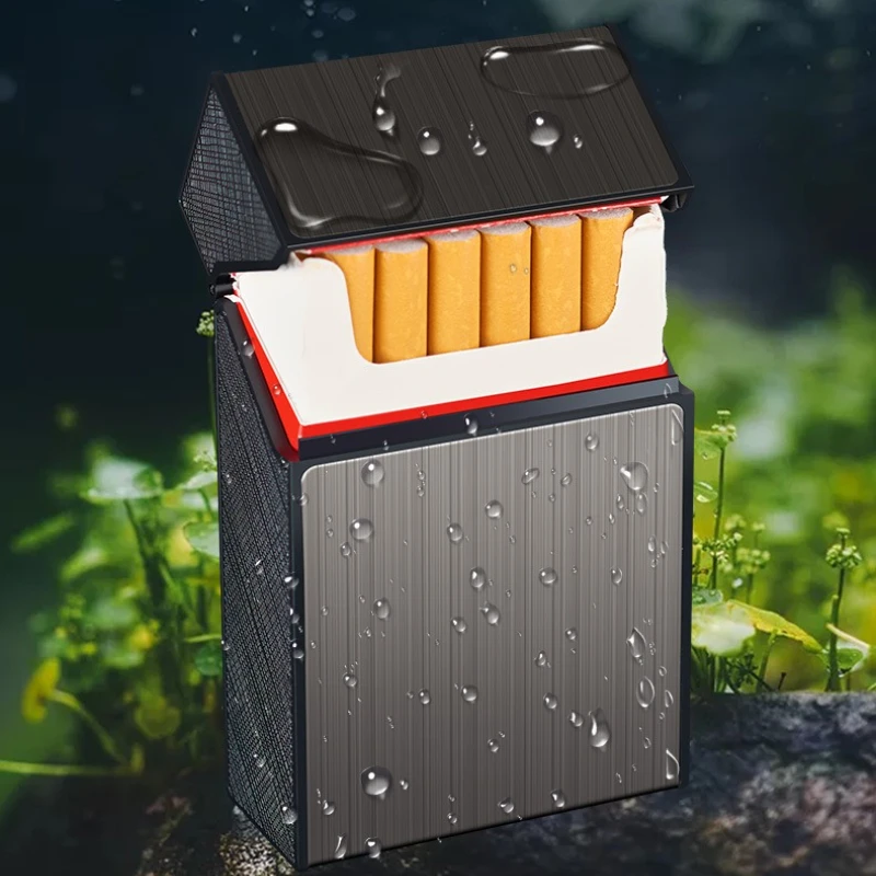 Charging Lighter Cigarette Box Integrated 20 Pack Men's Coarse Cigarette Box Windproof and Anti-pressure Cigarette Lighter