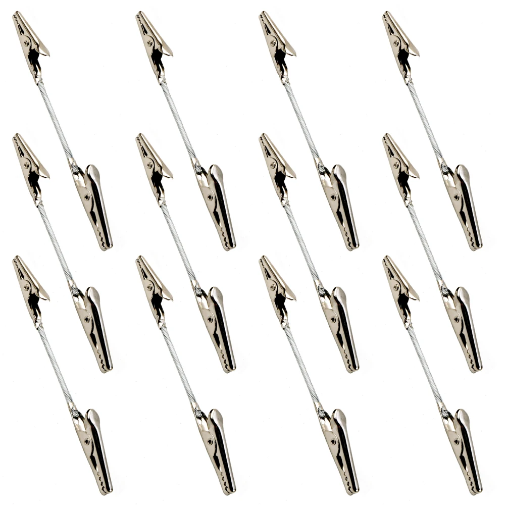 

12 Pcs Double Headed Alligator Clips 102mm Metal Wire Rope Note Clamps Memo Postcard Holders DIY Accessories Long Lasting