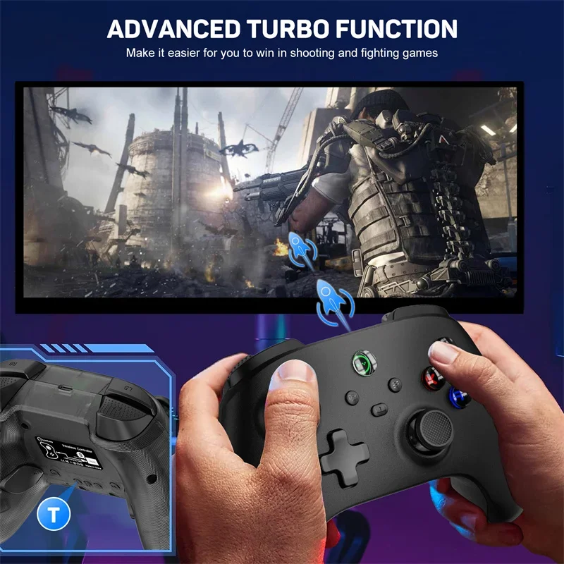 LinYuvo KC06 Por Crystal Button Bezprzewodowy joystick do gamepada z funkcją 6 osi/Turbo dla Nintendo Switch/Switch OLED/Android/IOS