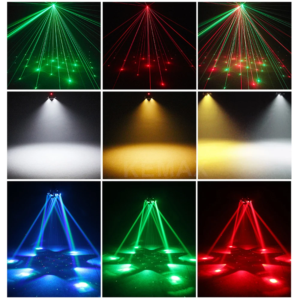 150W Moving Head Disco Light Remote Control 6-Arm Bee Eye LED Beam DJ Mobile Stage Effect Lights for Club Party Concert Theater