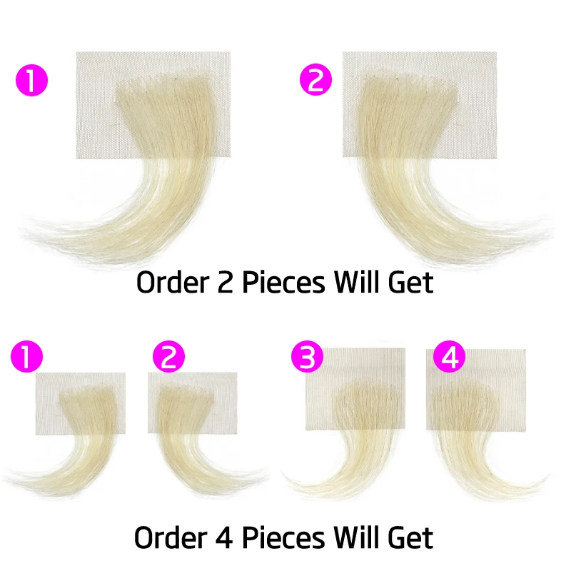 15cm 613 Lace Edges for Women Human Hair Invisible Natural Bangs Seamless Covering Forehead Hairline Patch Sideburn Edge Patch