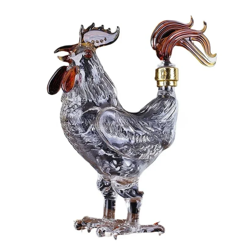 

Rooster Shaped Glass Bottle Decorative Farmhouse Animal Themed Jar for Home Decor
