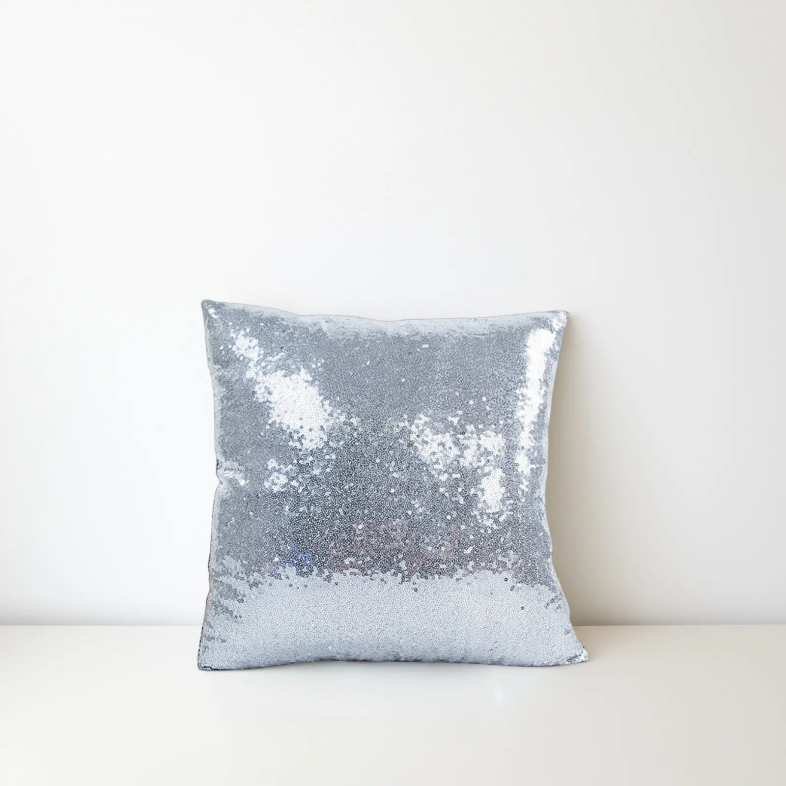 Silver Sequin Throw Pillow Cover Glitter Shimmery Cushion Case for Home Sofa Car Party Club Library Stylish Easy Zipper Removal