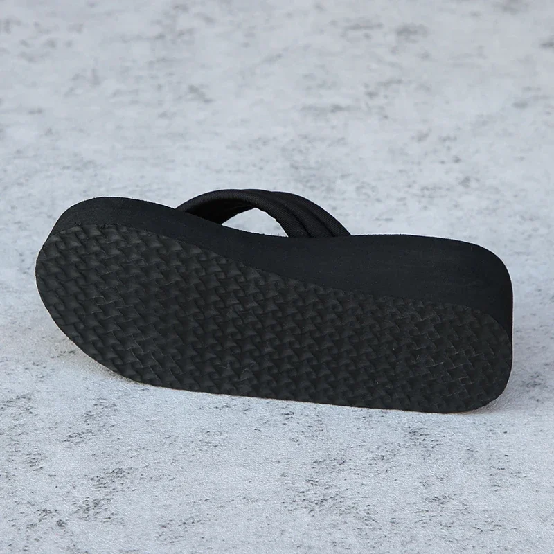 Clip Toe Platform Slippers for Women Solid Color Lightweight Wedges Flip Flops Woman Thick Bottom Non-Slip Slides Beach Shoes image 6