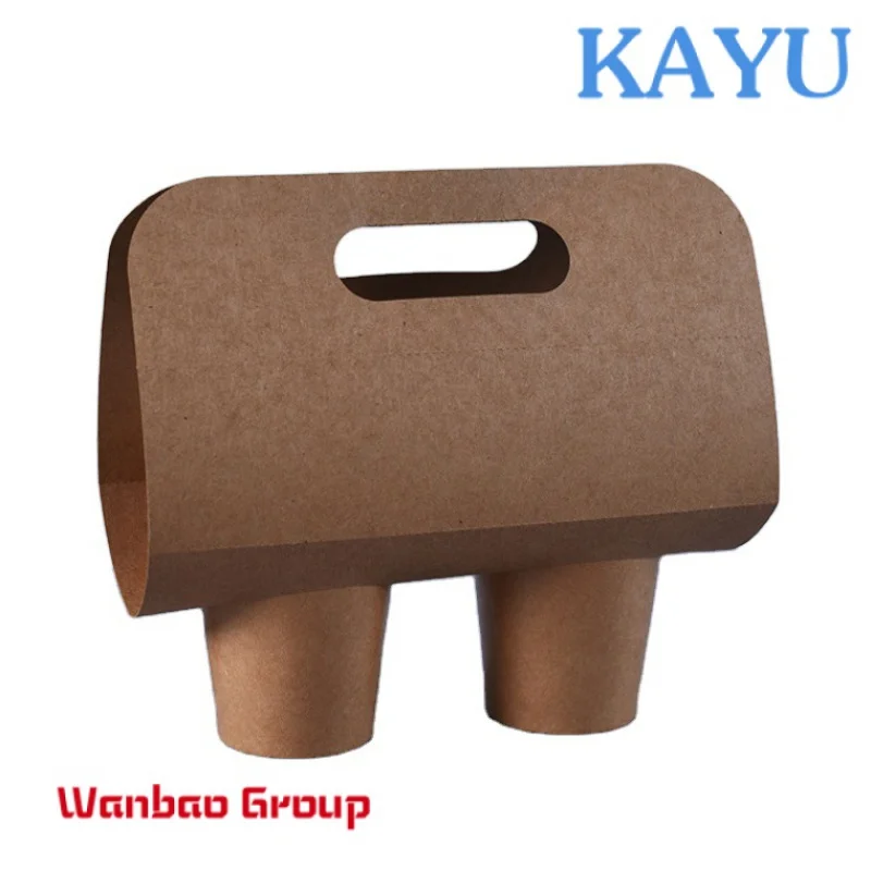 Custom  Disposable  One Cup Packing Kraft Paper Portable Takeaway Cup Holder Coffee Milk Tea Packing Cup Holder Shelf