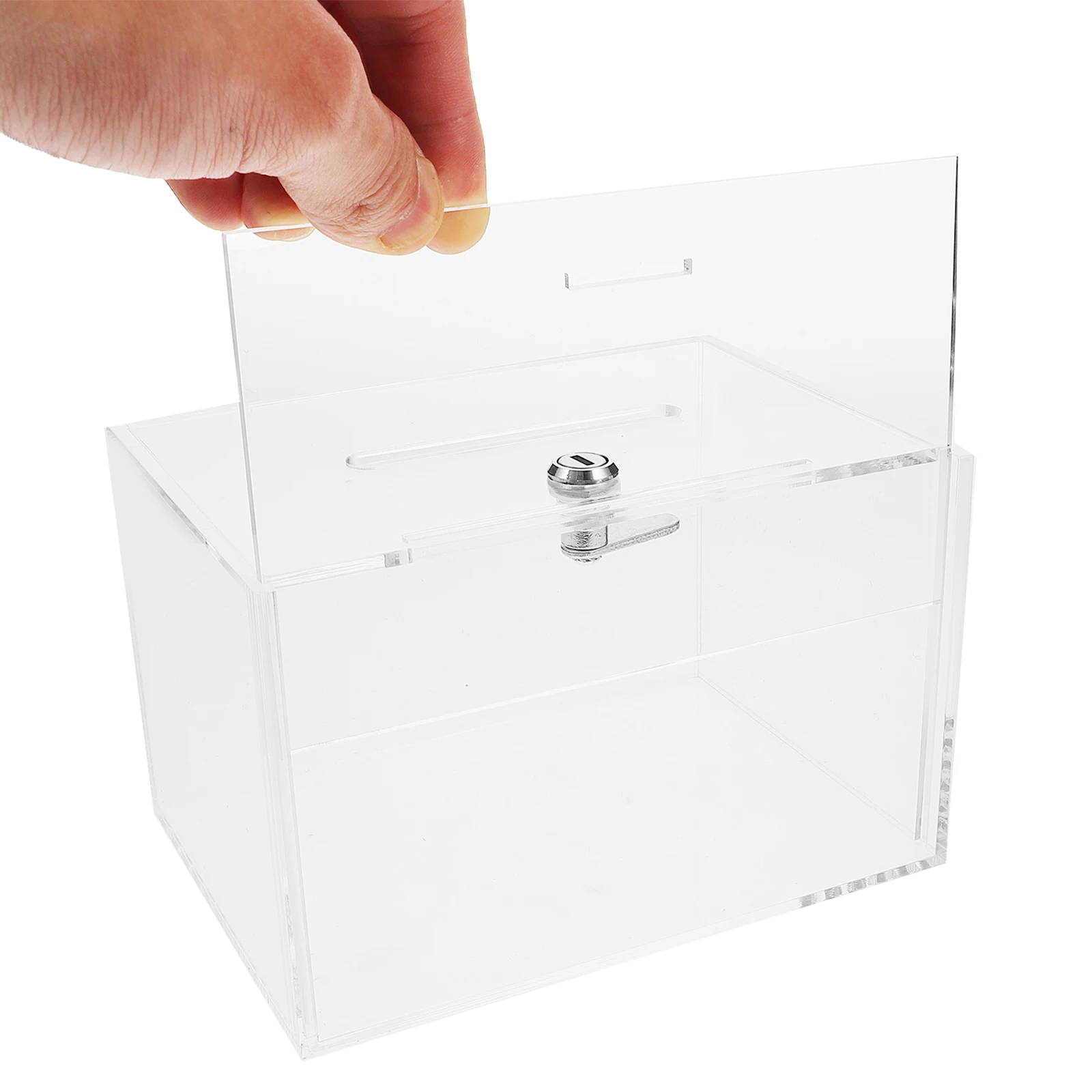 

Suggestion Box Acrylic Transparent Donation Tip Raffle Card Clear Envelope Storage Jar Escape Room Locks Creative Practical