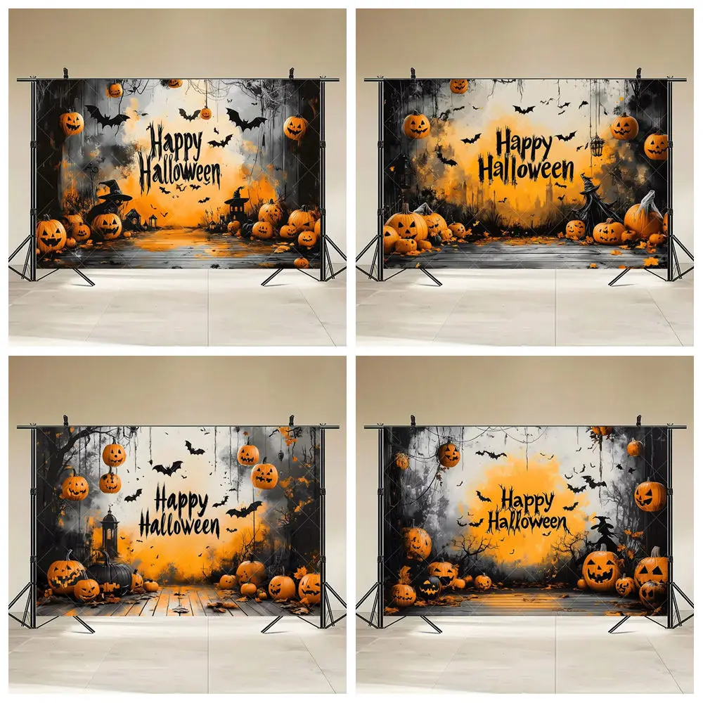 Halloween Party Kulissen Süßes oder Saures Fotografie Hintergrund Horror Jack-O'-Laterne Fledermäuse Familie Party Dekorationen Lieferungen