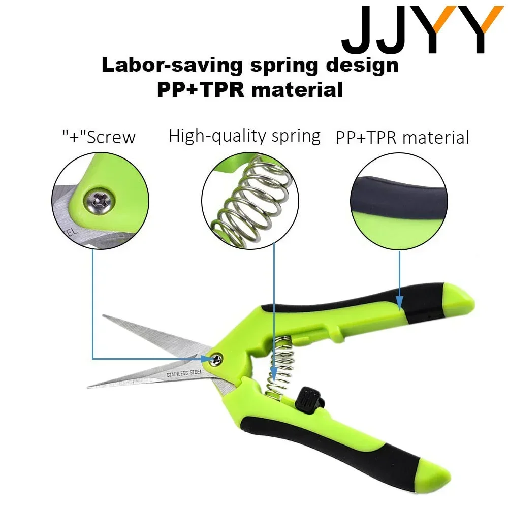 مقصات تشذيب محمولة من الفولاذ المقاوم للصدأ مقص قطف الفاكهة للنباتات المنزلية بوعاء والبستنة الصغيرة