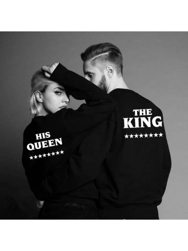 Matching Casual Pullovers Tracksuits Women Men Hoodies King Queen Printed Sweatshirt Couples Hoodies