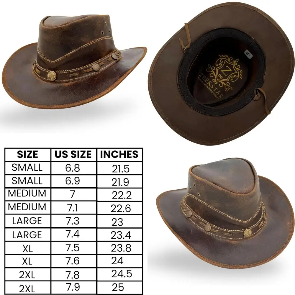 

Кожаная ковбойская шляпа премиум-класса ручной работы — классический западный стиль с регулируемой завязкой для комфорта