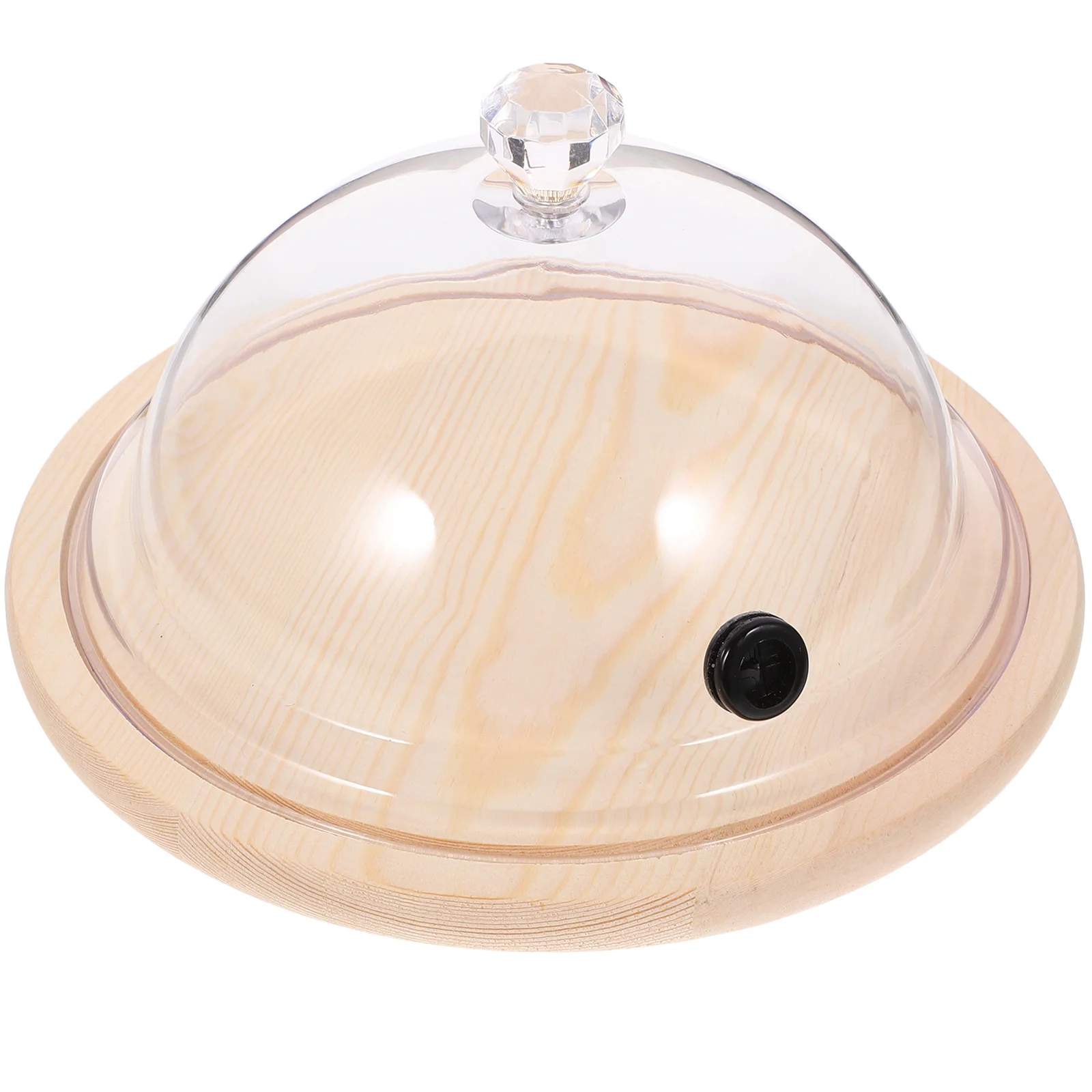 

Smoke For Cake Transparent Pc Dome With Wooden Base Food Protective Cover Reusable Cake Display Dome Household Plastic