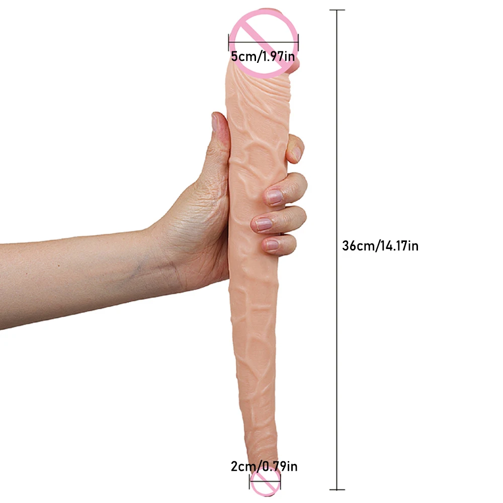 14.17 Inch Super Long Double Dildos Huge Double Glans Penis Soft Phallus Double Penetration Vagina and Anus Sex Toys for Women