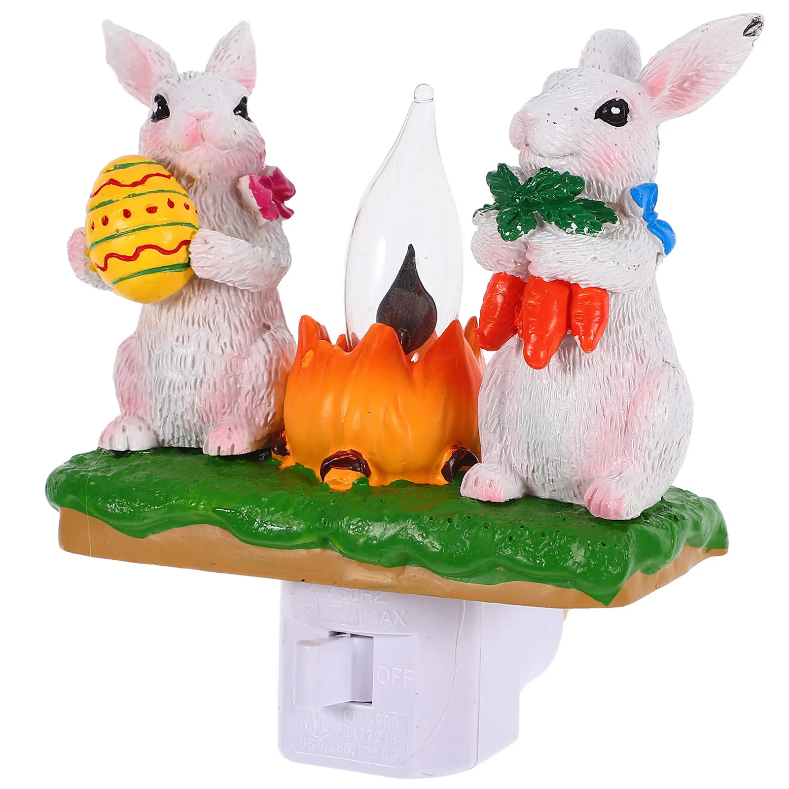 

Bunny Night Lamp Easter Bunny Decorative Nightlight Resin Rabbit Lights Bedroom Night Plug Rabbit Lamp