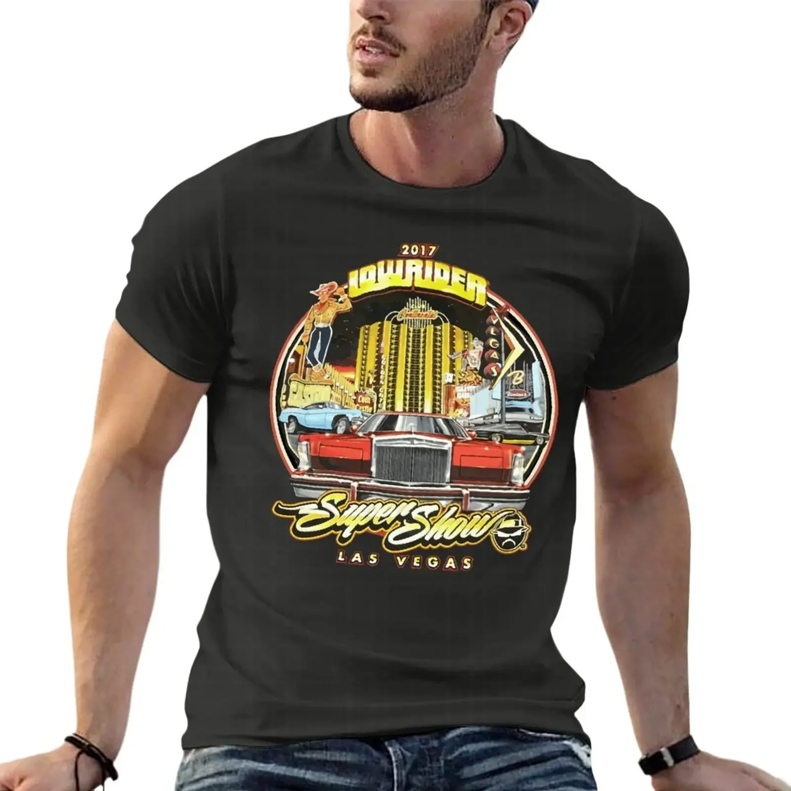 

Lowrider Magazine Las Vegas Super Show Oversized T Shirts Printed Men'S Clothing 100% Cotton Streetwear Big Size Tops Tee