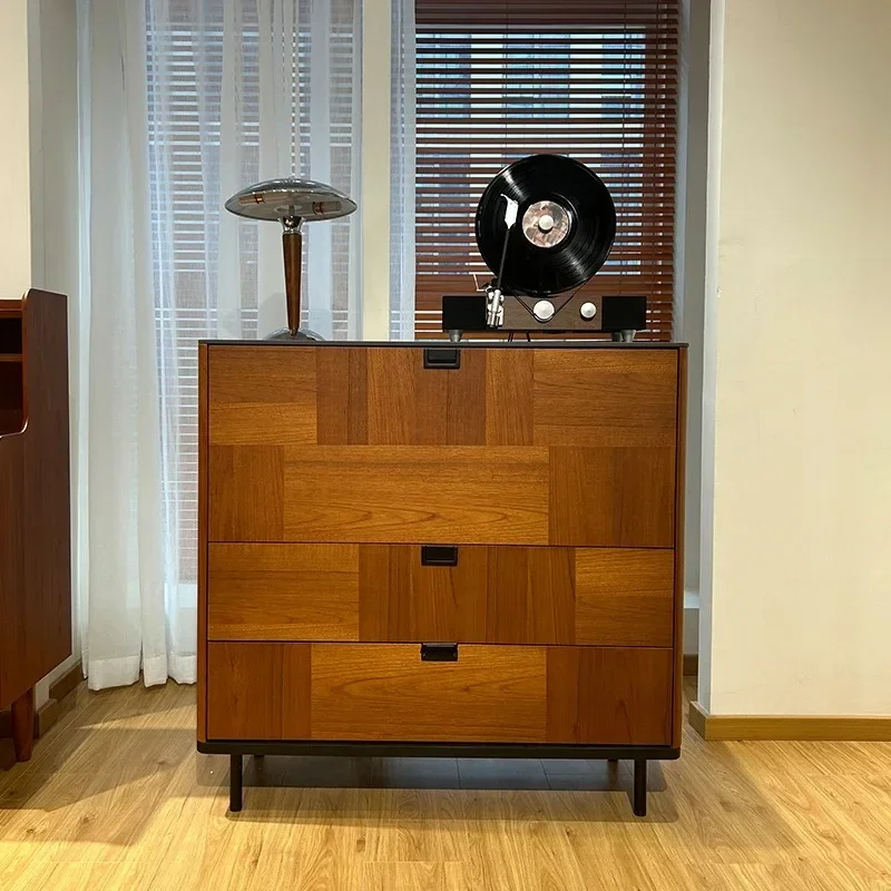 

Medieval teak veneer, TV cabinet, modern simple side cabinet