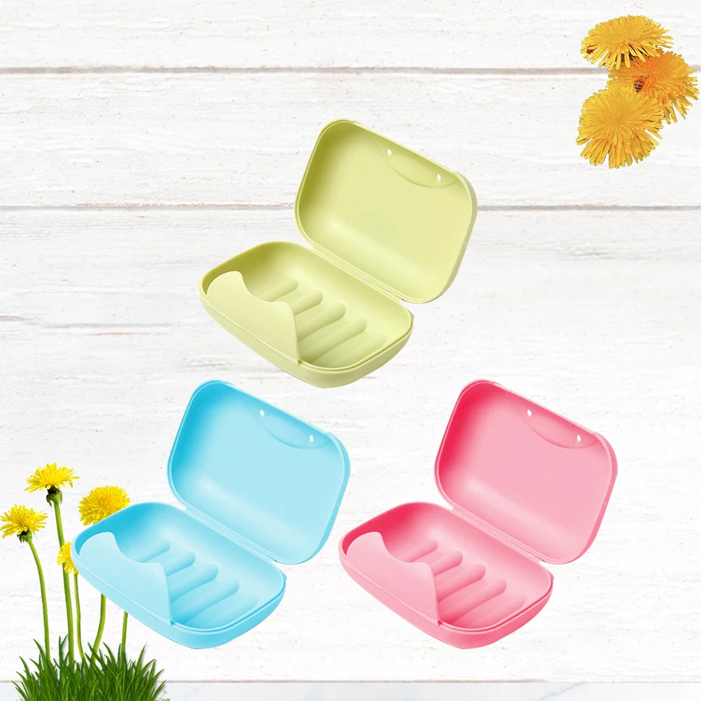 

3Pcs Waterproof Soap Box Modern Simple Design Soap Storage Container for Bathroom Non Slip Base Easy Rinse Box