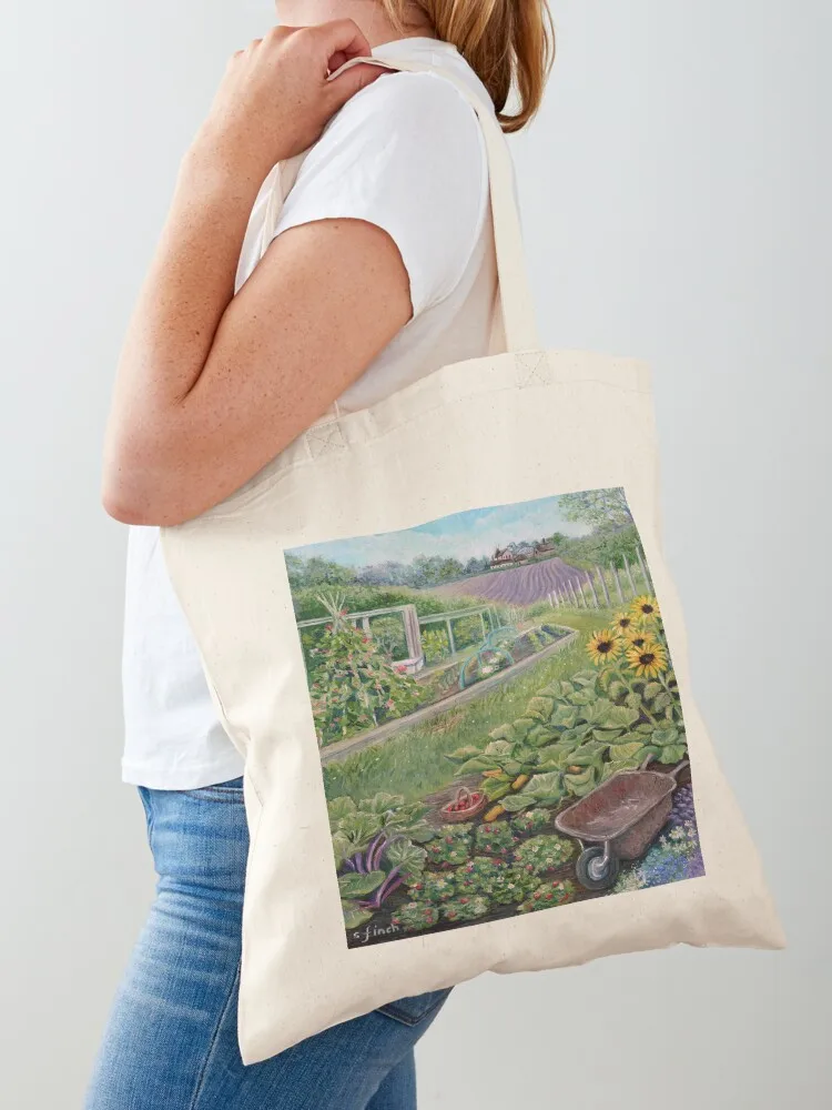 

Escape to the Allotment' by Sonia Finch Tote Bag Portable shopping bag canvas tote Shopping bags shopping cart bags