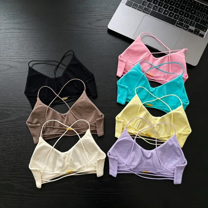 Women's Sexy Crisscross Strappy Back Sports Bra Spaghetti Straps for Yoga Gym Workout Daily