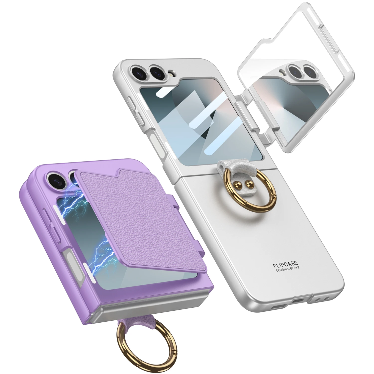 With Makeup Mirror Ring Holder Ultra Thine Hard PC Phone Cover For Samsung Galaxy Z Flip 6 Case