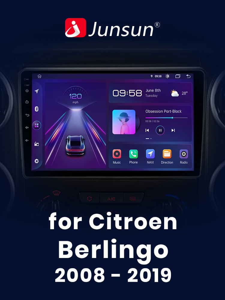 Junsun Draadloze Carplay Android Auto Autoradio Voor Citroen Berlingo B9 Peugeot Partner 2008 - 2019 Gps Multimedia 2 Din - afbeelding 2
