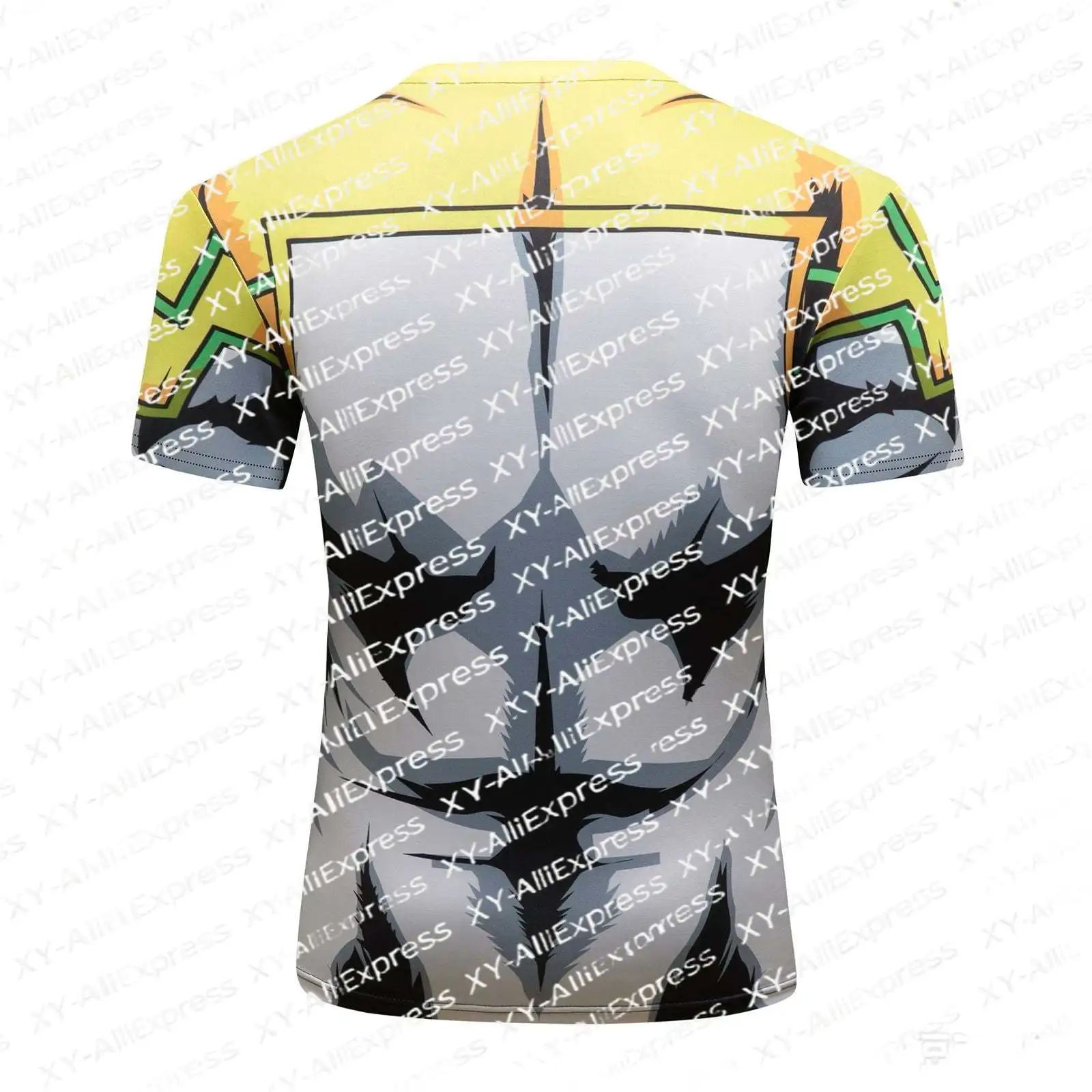 Casual Sports T-Shirt, Quick Dry Breathable Fabric, Yellow Green Armor Texture Print, Eye-catching for Daily Street Wear