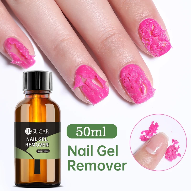 Ur açúcar 50ml removedor rápido efeito mágico nall gel profissional híbrido remoção de escova limpador ferramenta da arte do prego funcional manicure gel