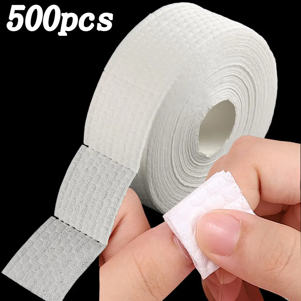 300/500 pz Salviette per unghie senza pelucchi Dischetti per rimozione smalto gel 1 rotolo Dischetti di cotone bianco Salviette per pulizia nail art Forniture per salone di manicure