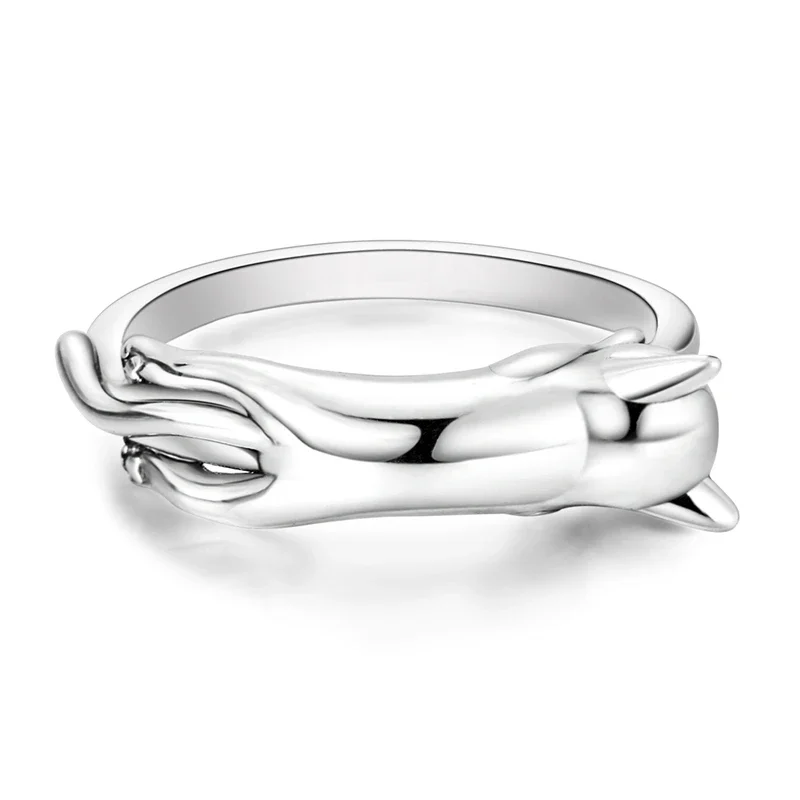 الأصلي الفضة تصفيح النساء خواتم لطيف الحيوانات الأليفة القط خواتم مجوهرات الذكرى عيد ميلاد موضة هدايا لصديق الأم عاشق هدية