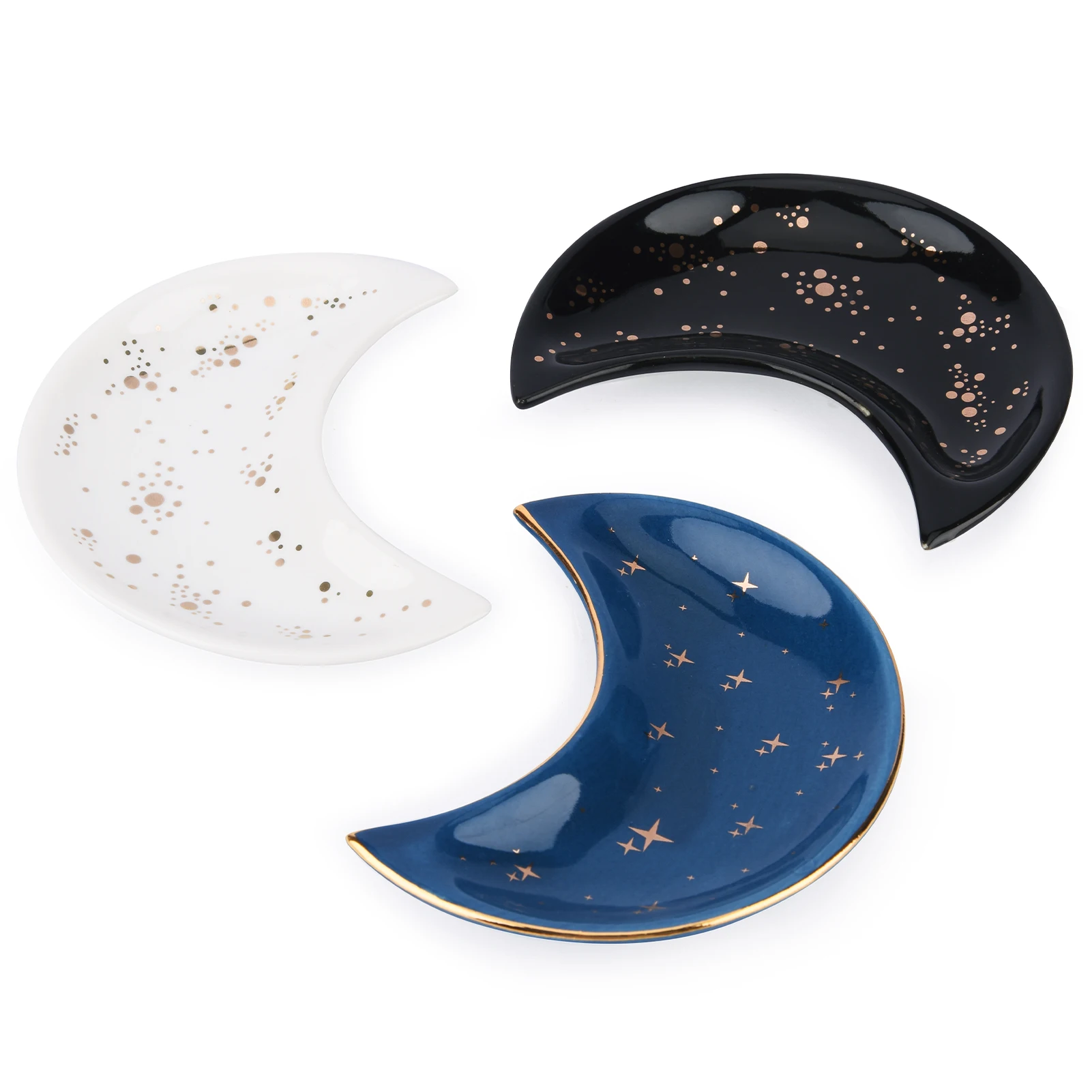 3pcs/set Decorative Bracelets Dish Organizer Home Decor Moon Shape Jewelry Tray For Display Earrings Bedroom Necklaces Gift