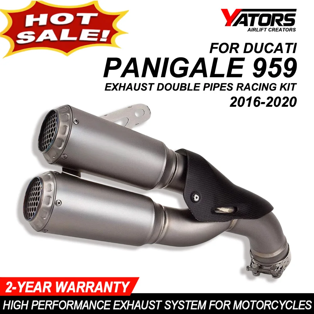 Slip-on Motorcycle Exhaust Mid Link Pipe Double Muffler Kits for Ducati Panigale 959 2016-2019 Exhaust System Parts Moto Escape