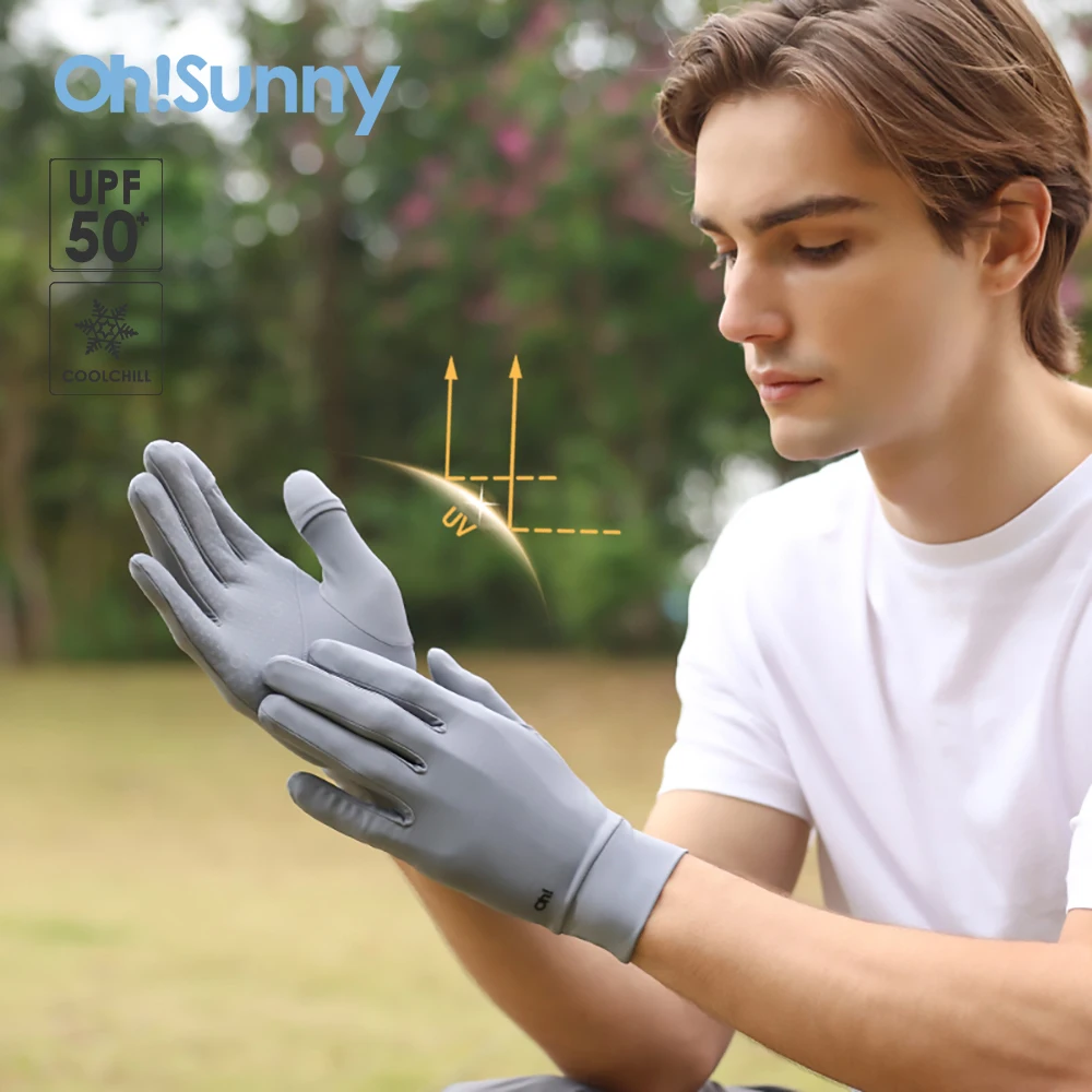 OhSunny UV Gloves Unisex Summer Breathable Sun Protection UPF50+ CoolChill Fabric Hand Protector Opening Mittens for Cycling