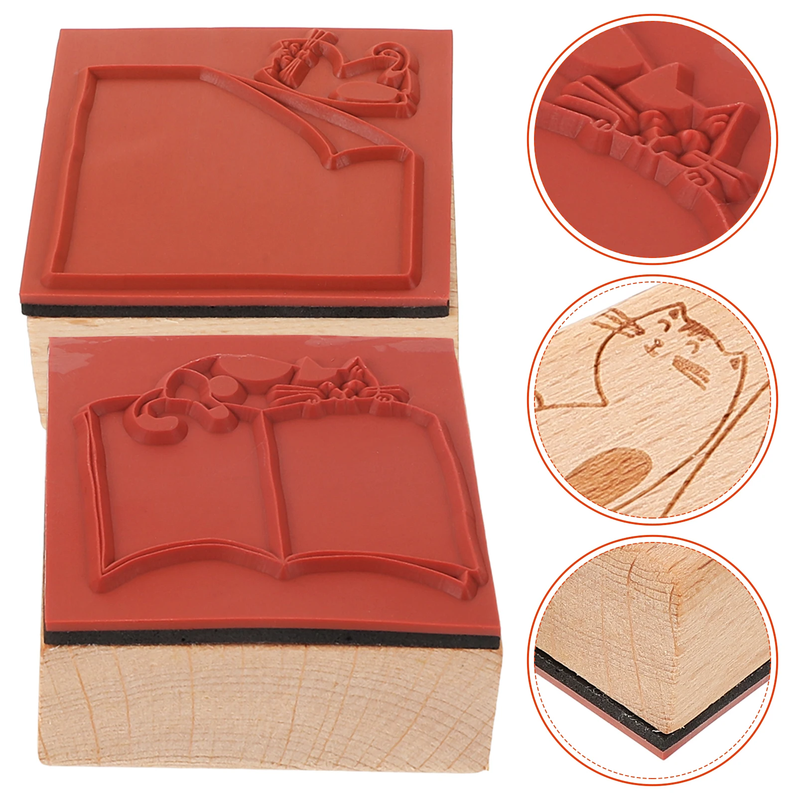 

2 Pcs Hand Stamp Journaling Stamps Creative Pattern Retro Wooden Notepad Decorative Cute Scrapbook Square Frame